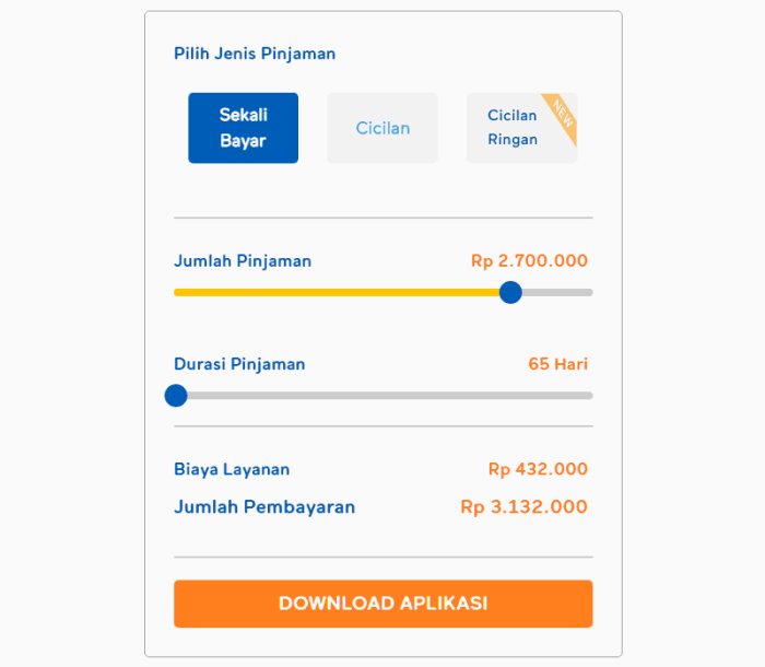 Biaya bunga pinjaman online